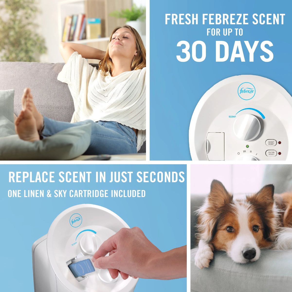 Febreze Mini Tower Air Purifier FHT180W, White