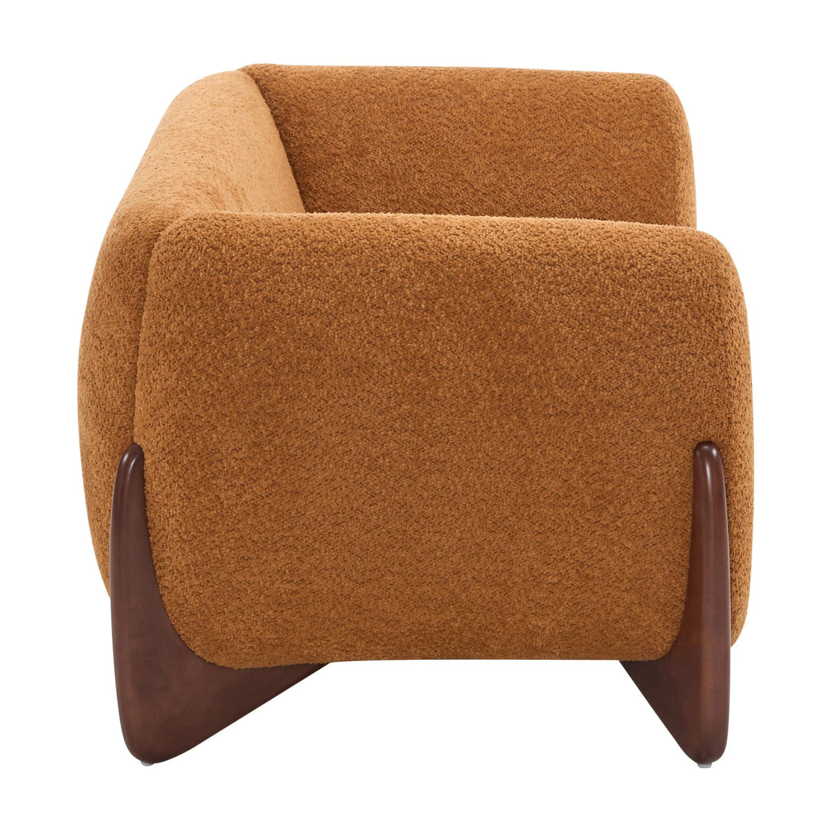Arlo Modern Boucle Upholstery 2-Seater Sofa with Solid Wood Legs, Caramel