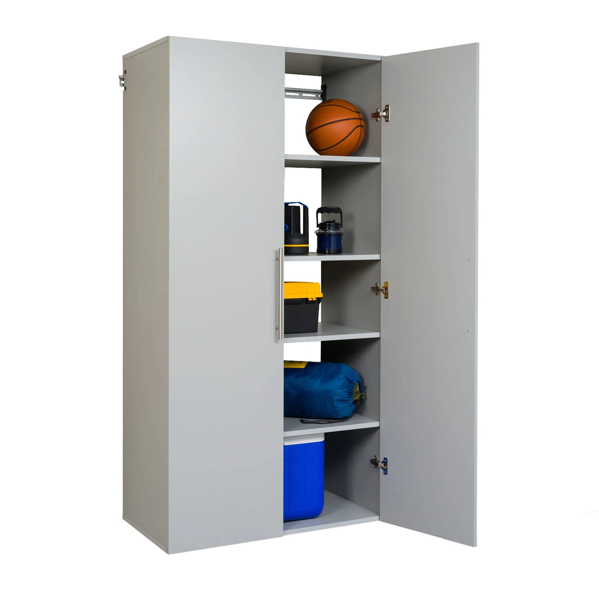 Prepac HangUps Large Storage Cabinet - Immaculate Light Gray 36" Cabinet with Storage Shelves and Doors; Ideal for Bin and General Storage Solutions