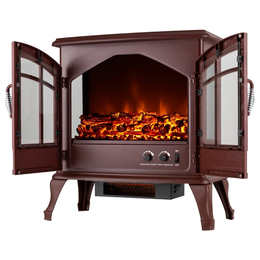 e-Flame USA Jasper Free Standing Electric Fireplace Stove - Red