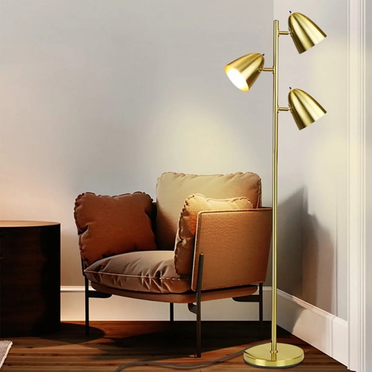 Devo Floor Lamp with 3 LED Edsion Bulb Super Bright Tree Floor Lamps with 360° Adjustable Rotating Shades, Independent Switch Control Reading Light Standing Tall Pole Lamps for Living Room Bedroom