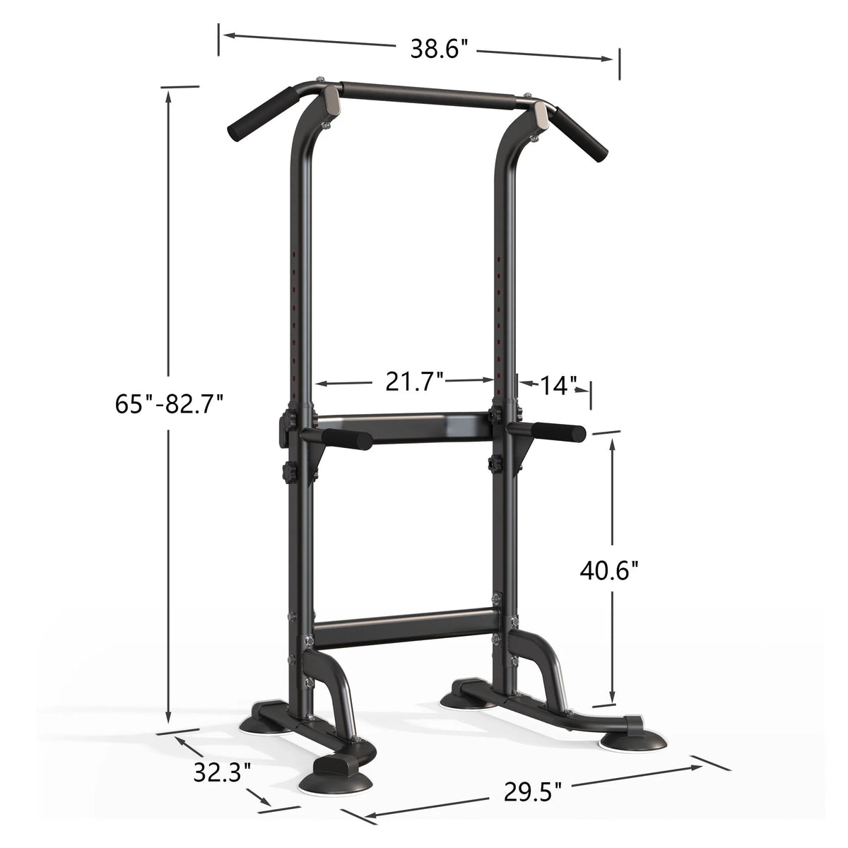 Wellynap Power Tower Pull up Bar, Strength Training Workout Equipment with Adjustable Height High Stability - Black