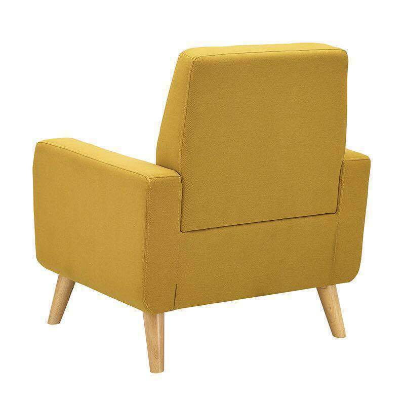 Dazone Modern Accent Fabric Chair Single Sofa Comfy Upholstered Arm Chair Living Room Yellow