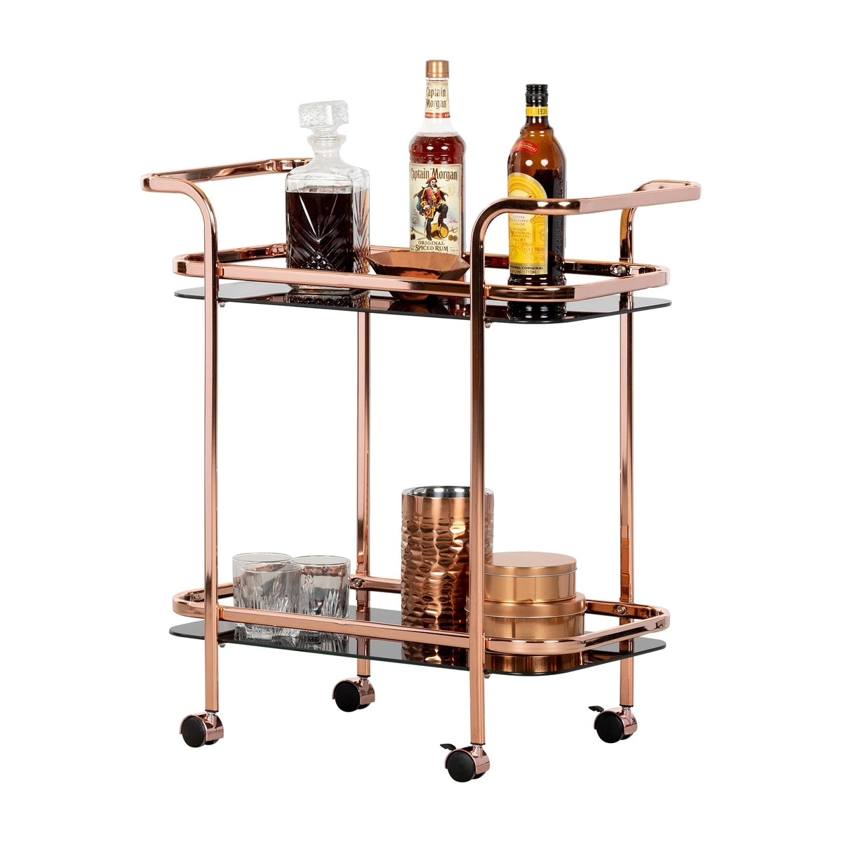 South Shore Maliza Bar Cart, Gold/Clear