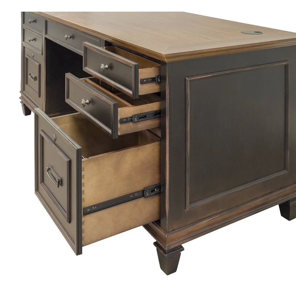 Martin Furniture Hartford White Wood Double Pedestal Desk Executive Desk
