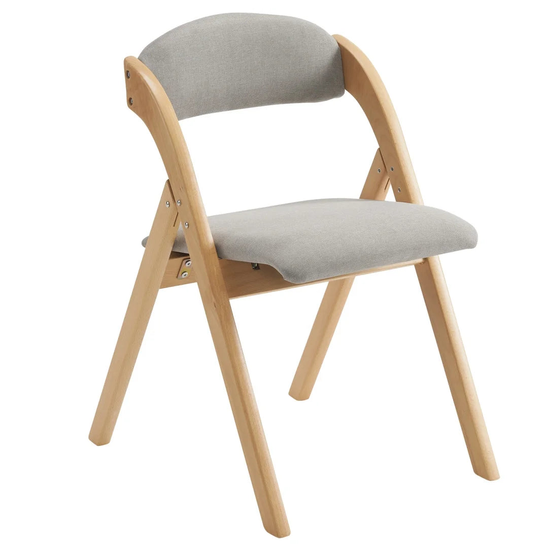 Folding Chairs 2 Pack Wooden Folding Chairs with Padded Seats and Back, Portable Stackable Dining Chairs Set of 2 Folding Chairs Ideal for Kitchen Office Wedding Party Picnic, Khaki