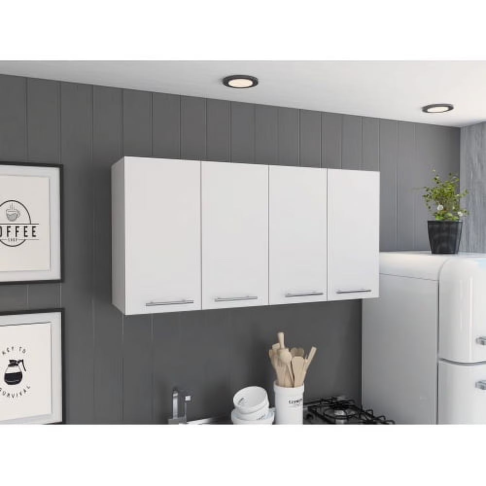 Xukmct Kitchen 4 Doors Wall Cabinet with 4 Inner Shelves, White