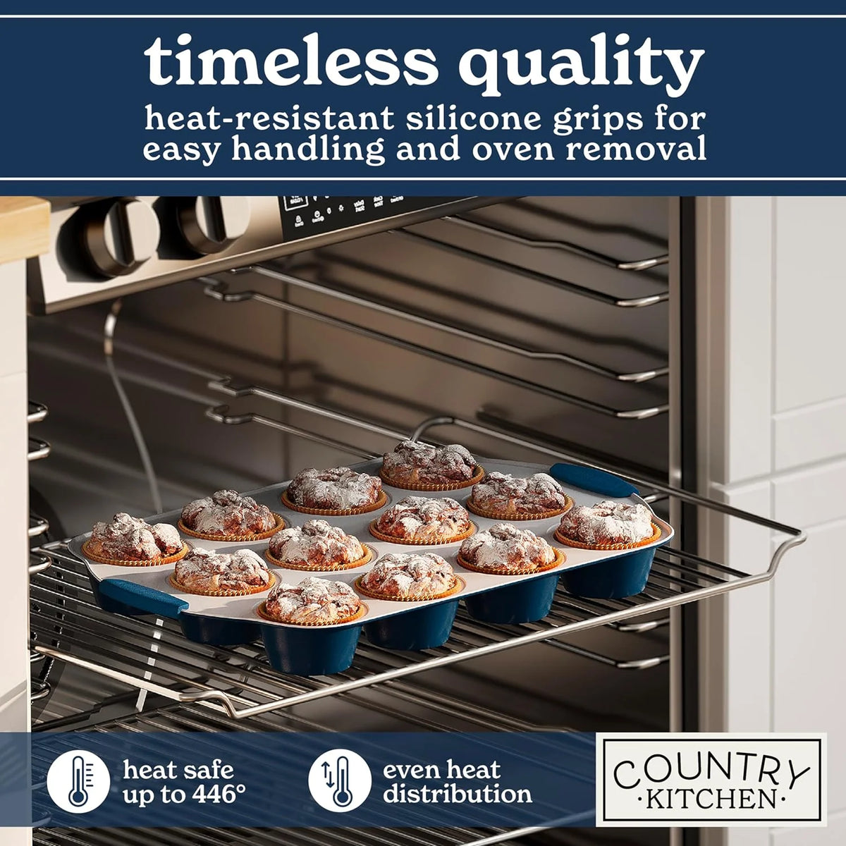 Country Kitchen 10-Piece Nonstick Bakeware Set - Stackable Pots and Pans, Black