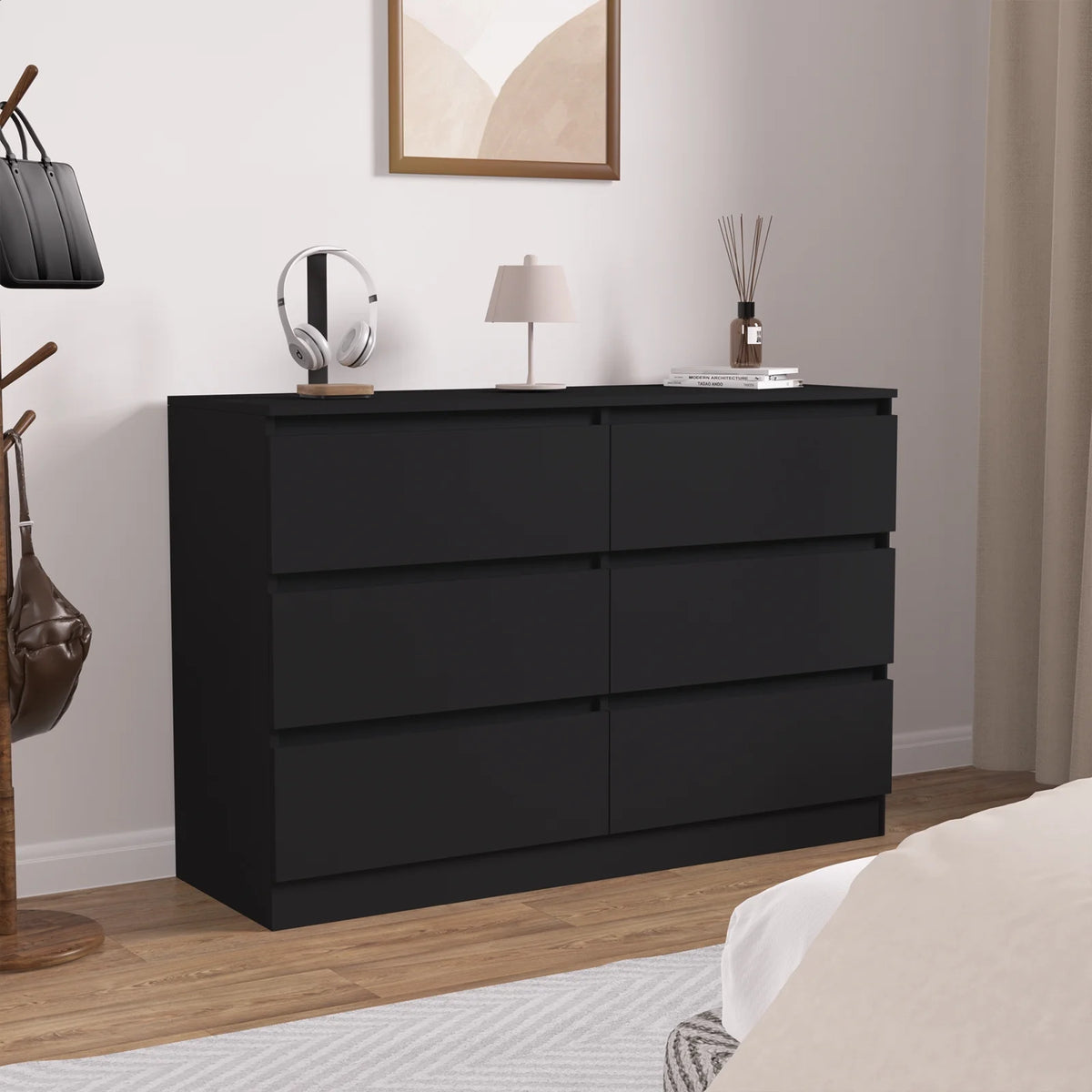 Hommpa White 6 Drawers Dresser for Bedroom, Chest of Drawers TV Stand Dresser for Closet, Wooden Modern Storage Cabinet for Women Living Room Furniture