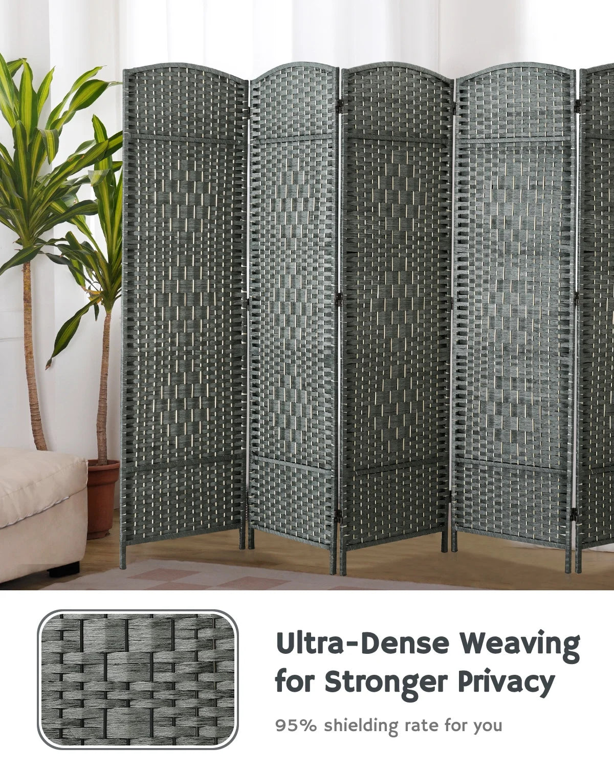 Jostyle Room Divider 6ft. Tall Extra Wide Privacy Screen, Folding Privacy Screens Freestanding Nature
