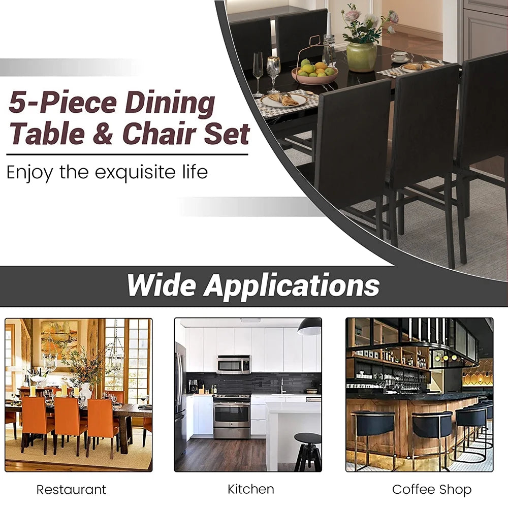 Dining Table with 6 High-back Upholstered Chairs, Modern Dinette Set, Dining Table and Chairs Set for 6 Persons, Small Home Kitchen Dining Table Set, Ideal for Apartment Breakfast Nook Bar, B1470