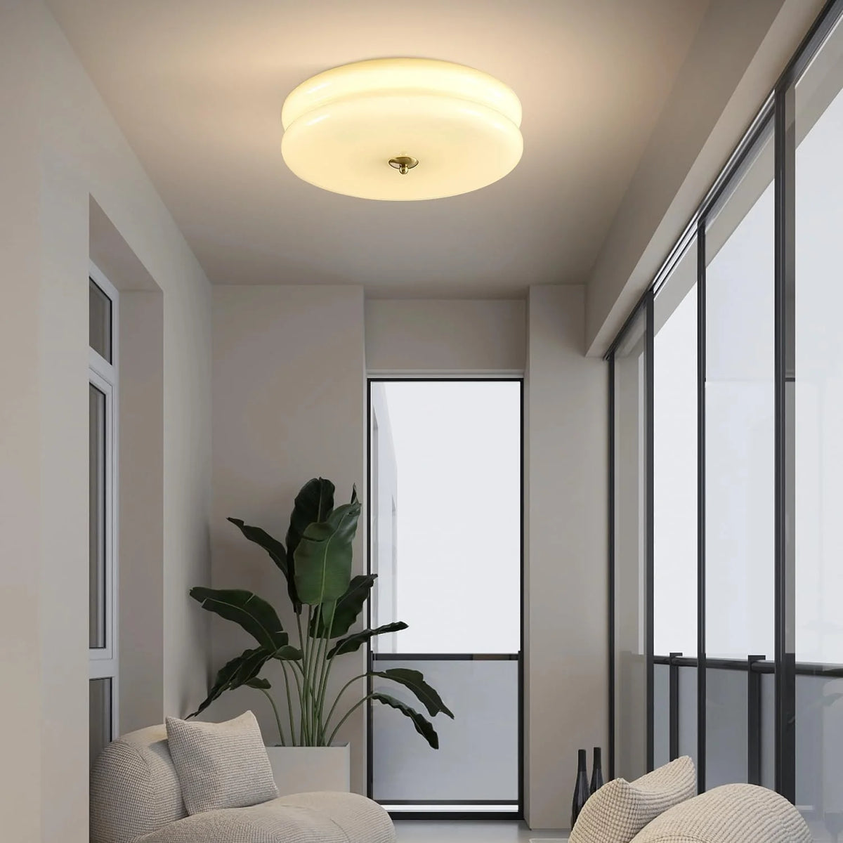 KCO Lighting Mid Century Modern LED Ceiling Lights Mint Green Glass Ceiling Lamp Large Hallway Ceiling Light