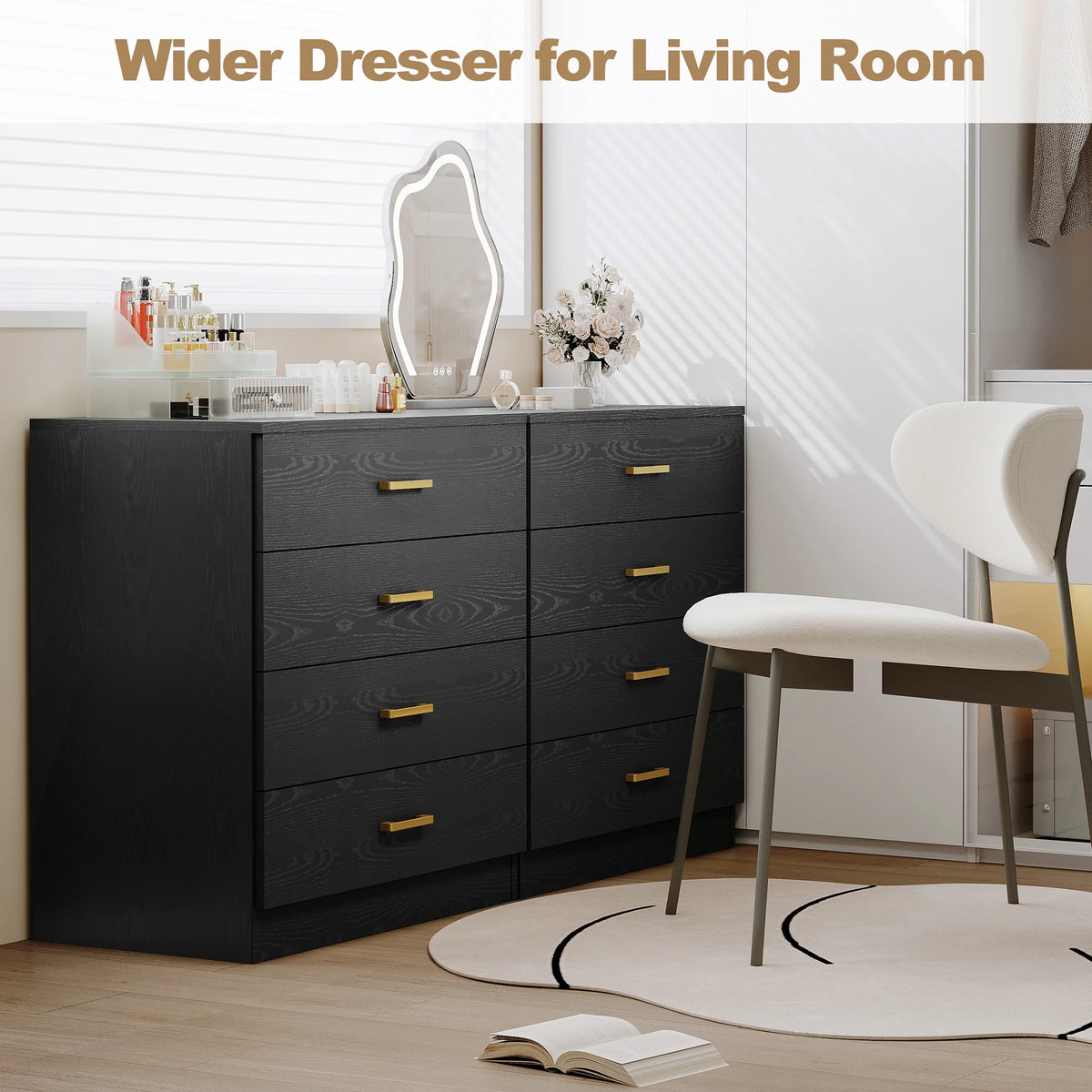 White 4-Drawer Wood Dressers for Bedroom