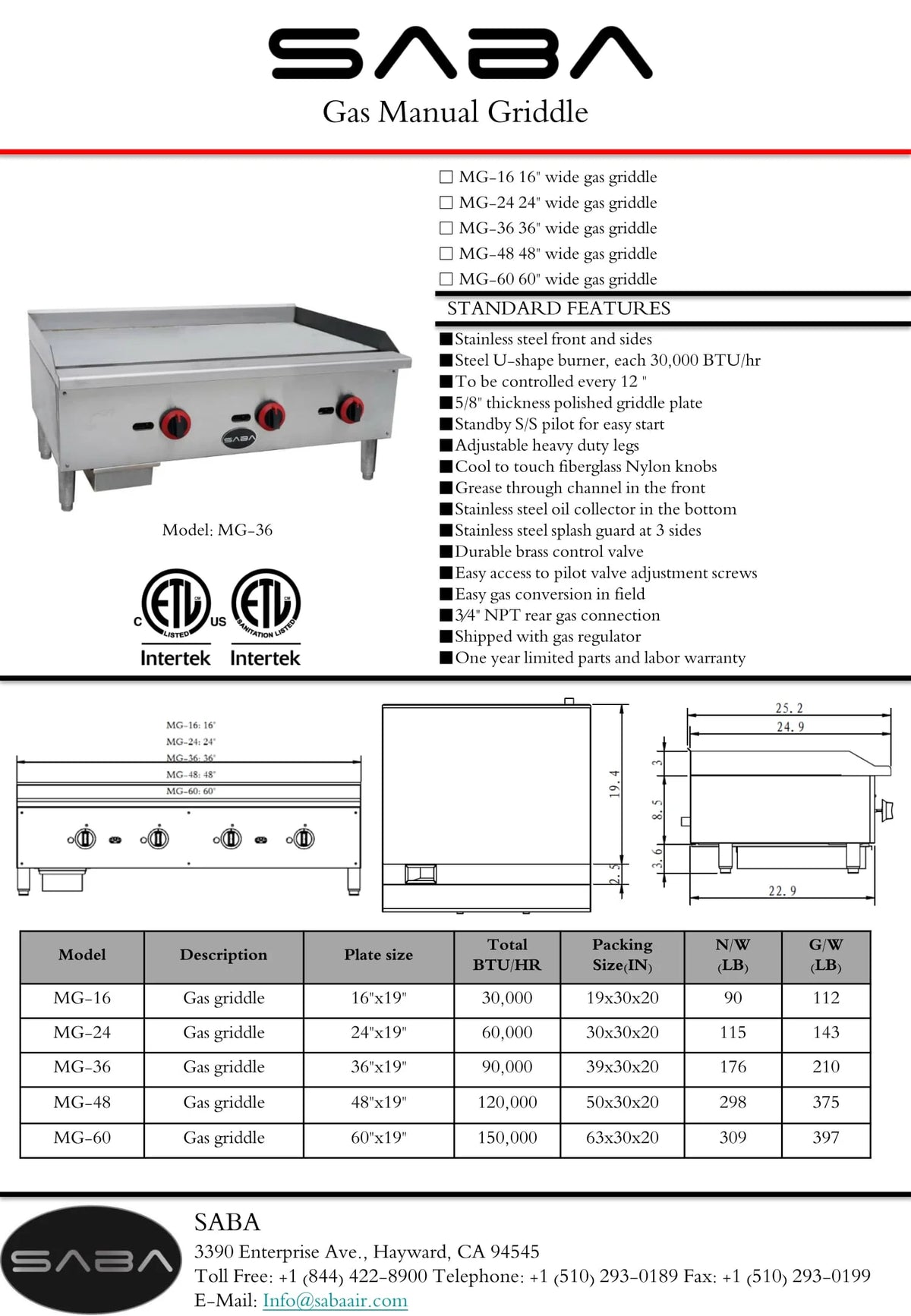 Heavy Duty Commercial Stainless Steel 48" Gas Griddle