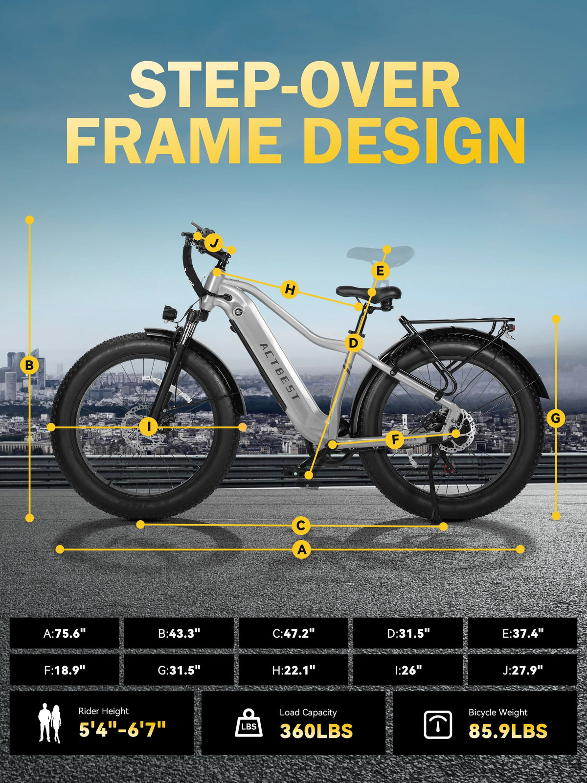 Actbest Electric Bike for Adults with Peak over 750W Brushless Motor, Over 20MPH Electric Mountain Bike, Removable Built-in Battery,26"×4 Fat Tires Ebikes for Adults,UL2849 (Gray)