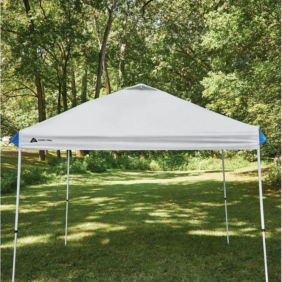 Ozark Trail 10x10 Instant Pop Up Canopy Tent with Simple Push Setup – Straight Leg Pop-Up Tent for Tailgating, Camping & Events, White