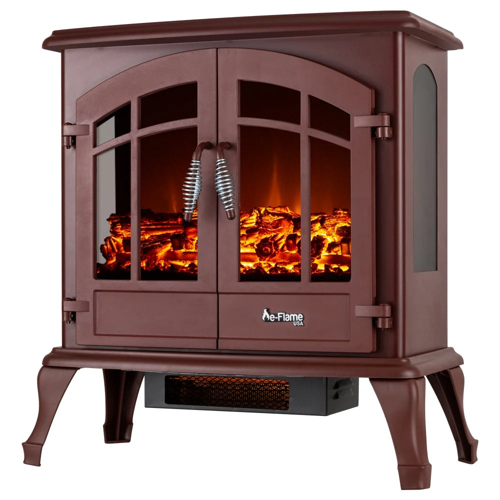 e-Flame USA Jasper Free Standing Electric Fireplace Stove - Red