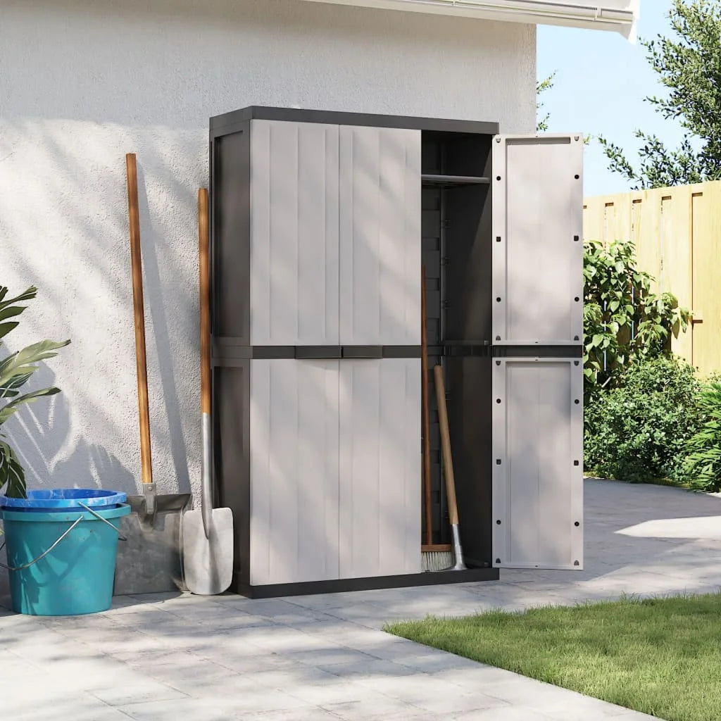 vidaXL Outdoor Storage Cabinet Black 25.6"x14.6"x33.5" PP