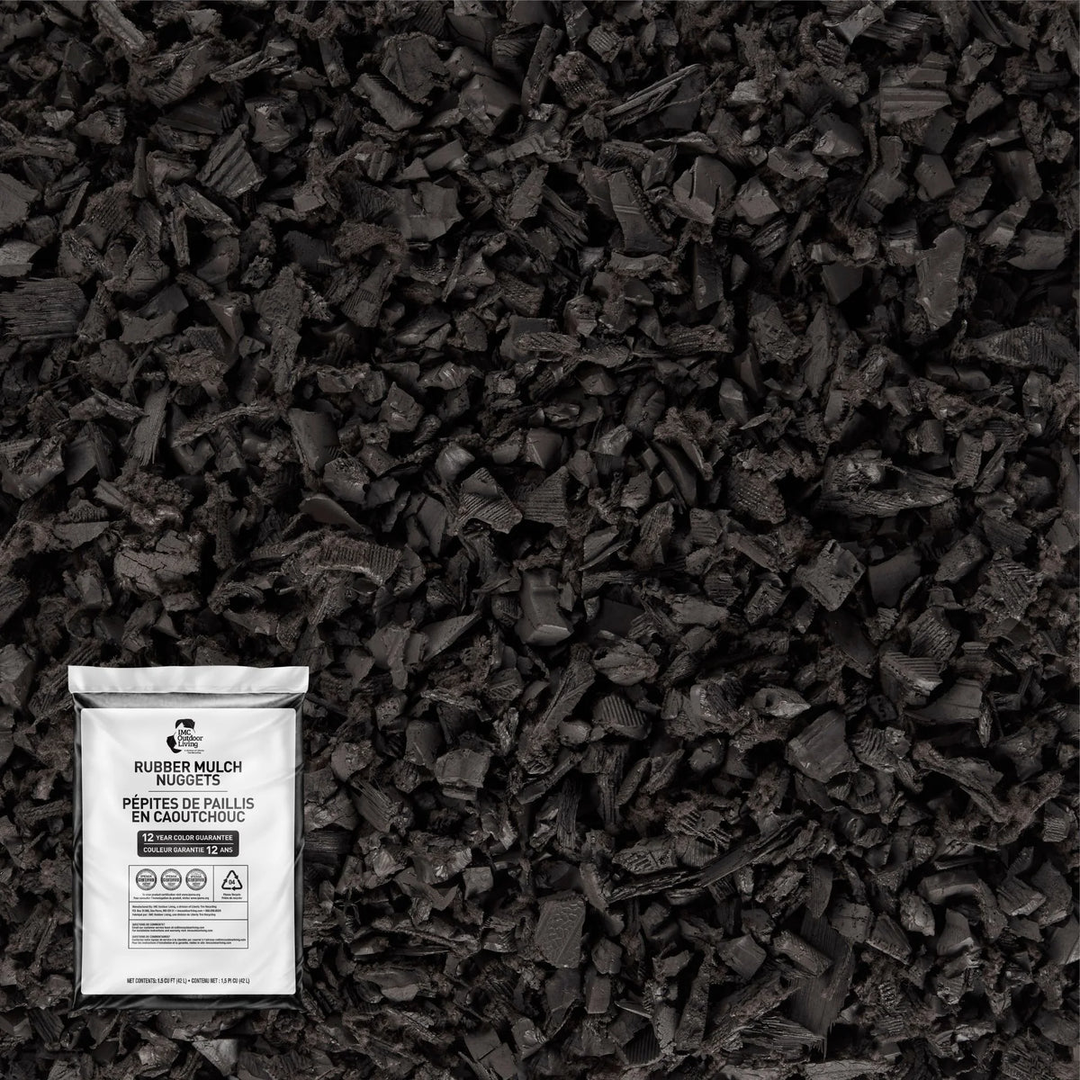 GroundSmart Black Rubber Mulch, 37.5 Cu Ft