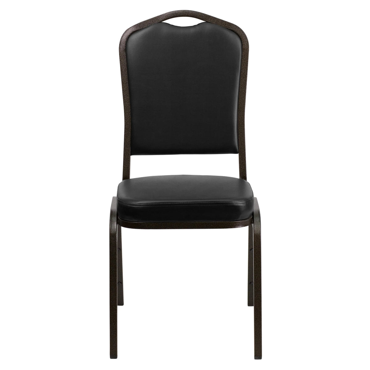 Emma + Oliver 4 Pack Crown Back Stacking Banquet Chair in Navy Vinyl - Silver Vein Frame