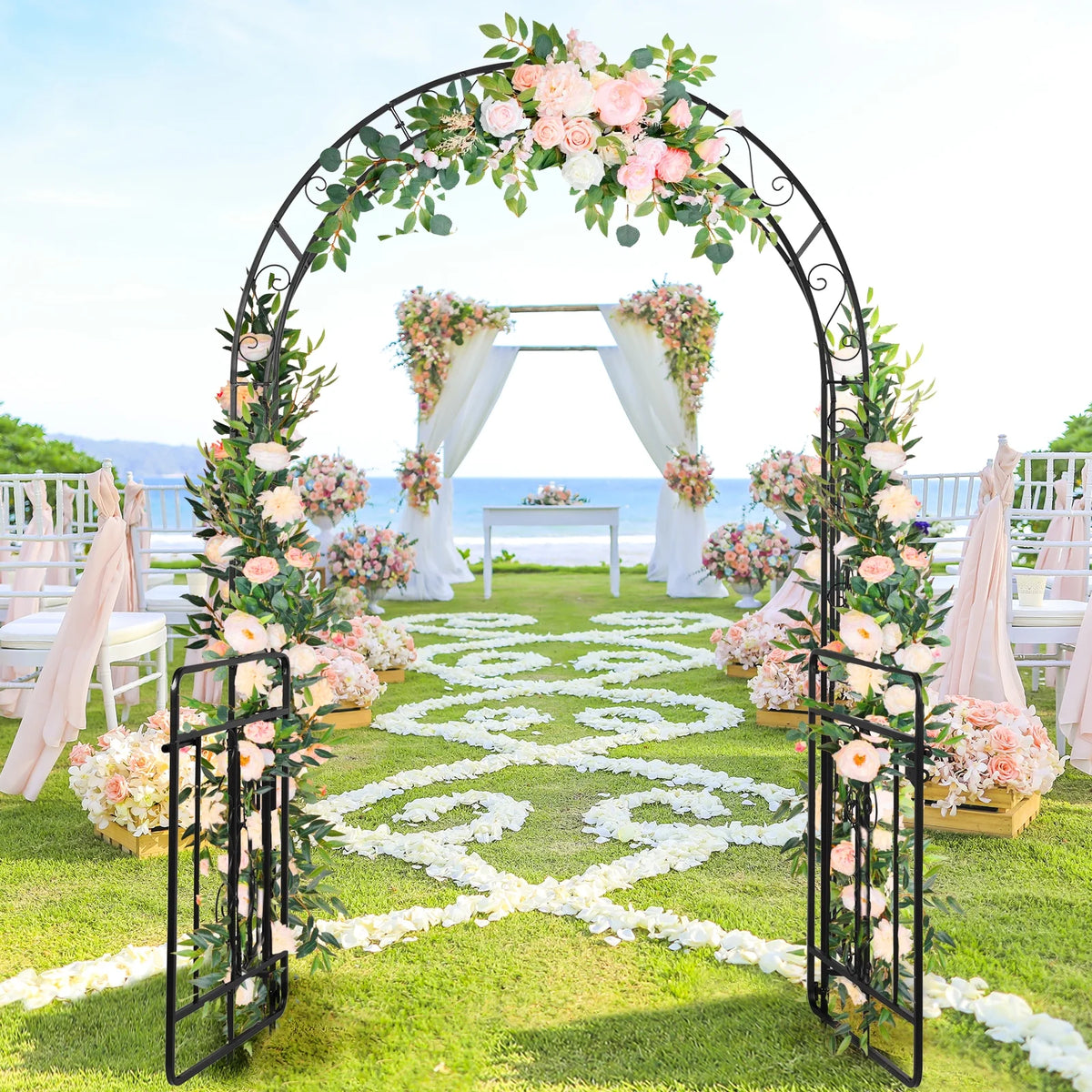 Ktaxon Metal Garden Arch 7Ft Garden Trellis Arch Arbor Outdoor Wedding