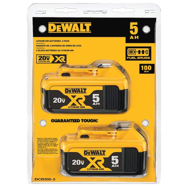 20V MAX XR Premium Lithium-Ion 5.0Ah Battery Pack (2 Pack)
