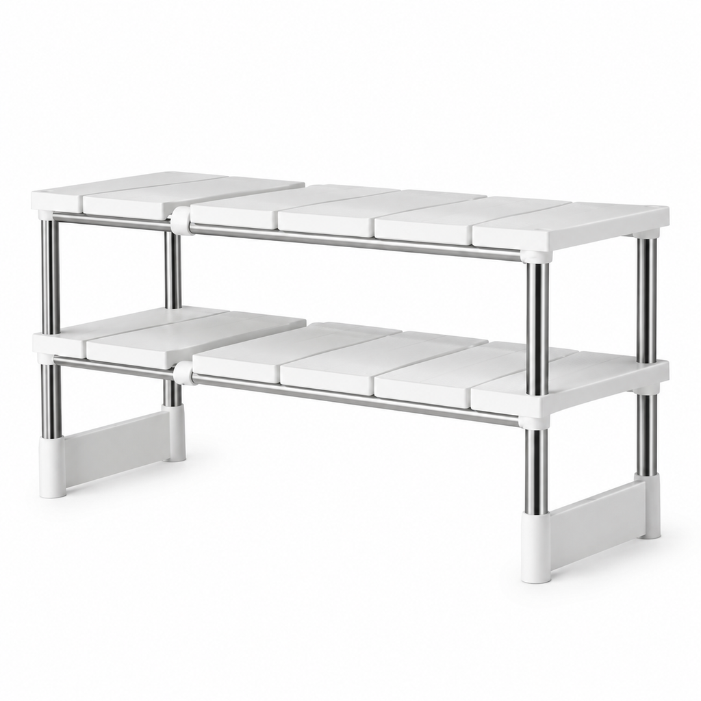 Adjustable Under-Sink Storage Rack – Expandable Cabinet Organizer
