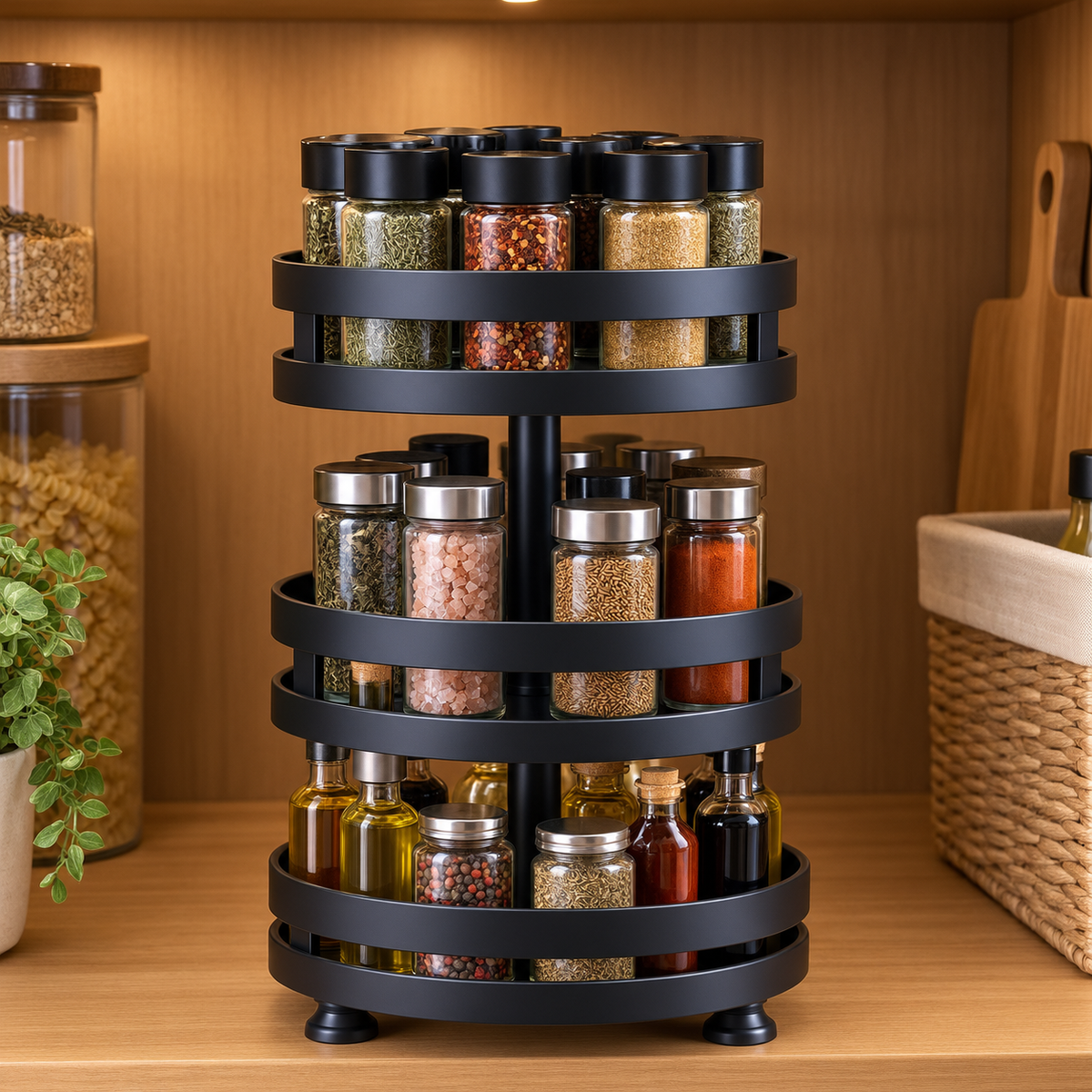 Rotating Spice Rack – 360° Countertop Organizer