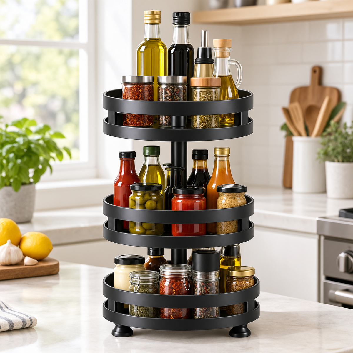 Rotating Spice Rack – 360° Countertop Organizer