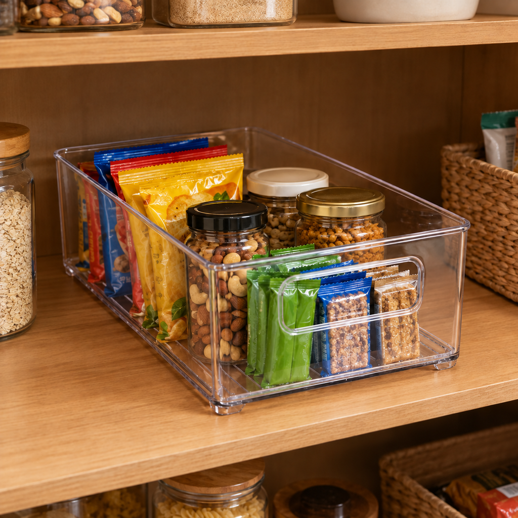 Clear Refrigerator Storage Bin – Stackable Fridge Organizer