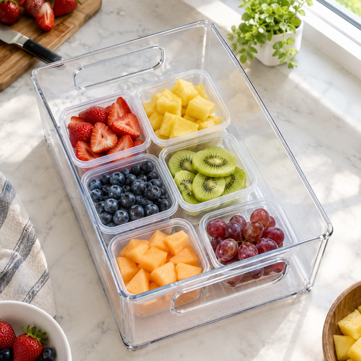 Clear Refrigerator Storage Bin – Stackable Fridge Organizer