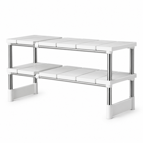 Adjustable Under-Sink Storage Rack – Expandable Cabinet Organizer