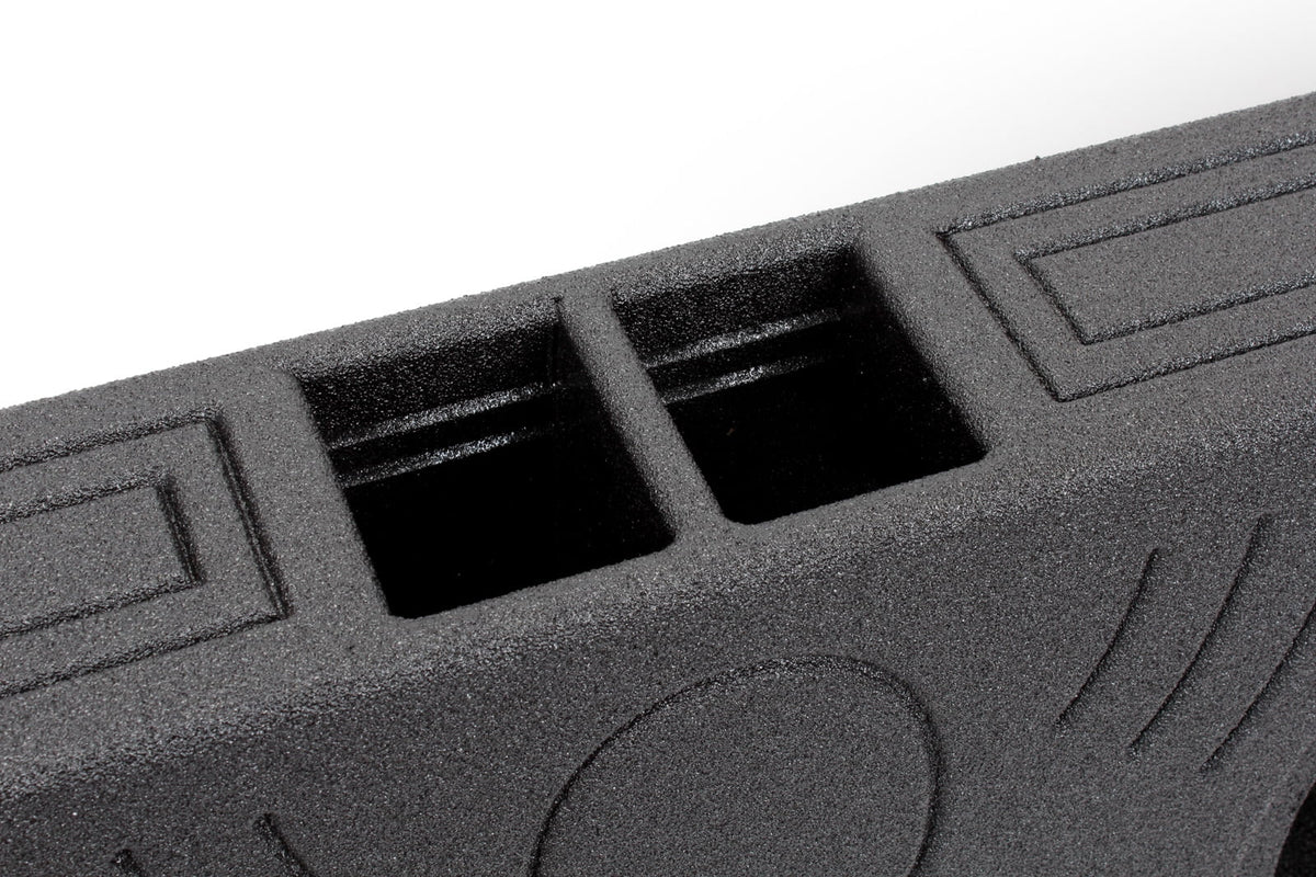 QPower QBomb Double 10 Inch Vented Subwoofer Speaker Box with Black Bed Liner