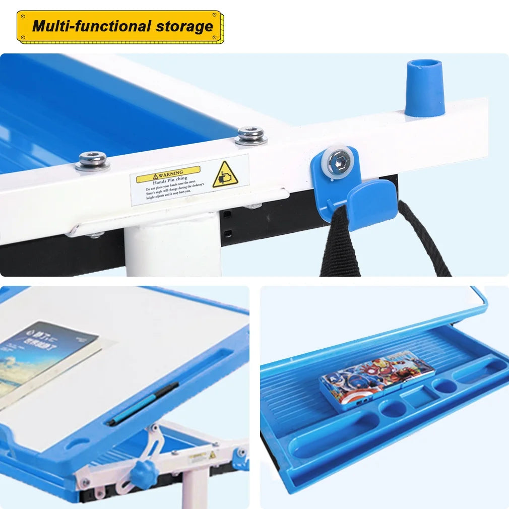 FDW Kids 2-Piece Adjustable Height Activity Table and Chair Set, Blue
