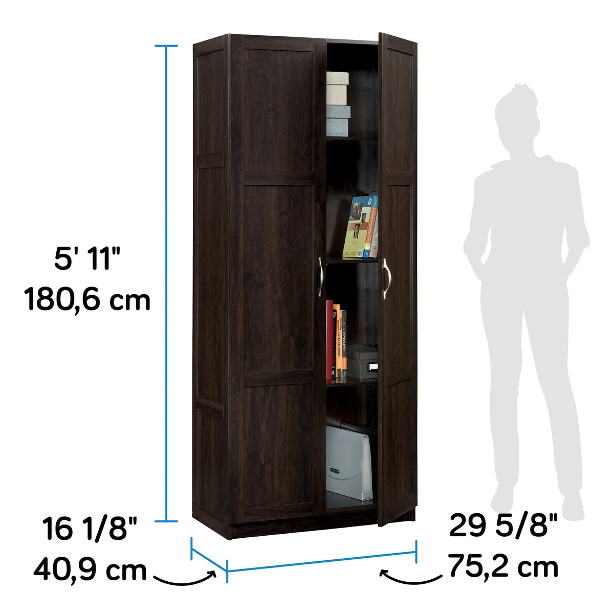 Sauder Select 2 Door Storage Cabinet, Reclaimed Pine Finish