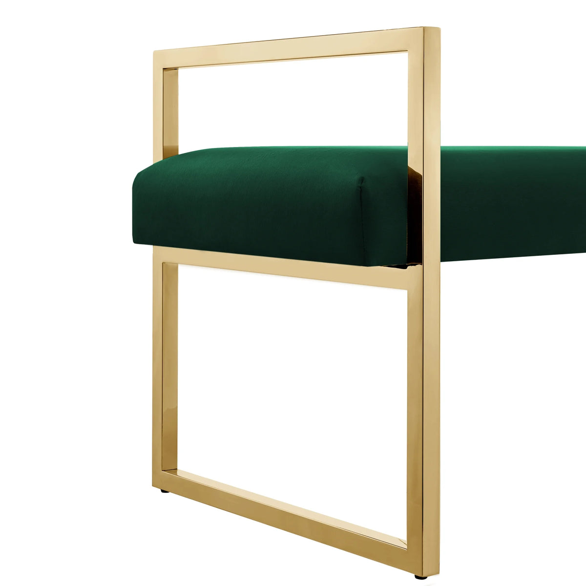 Madisen Velvet Bench with Gold Frame, Navy