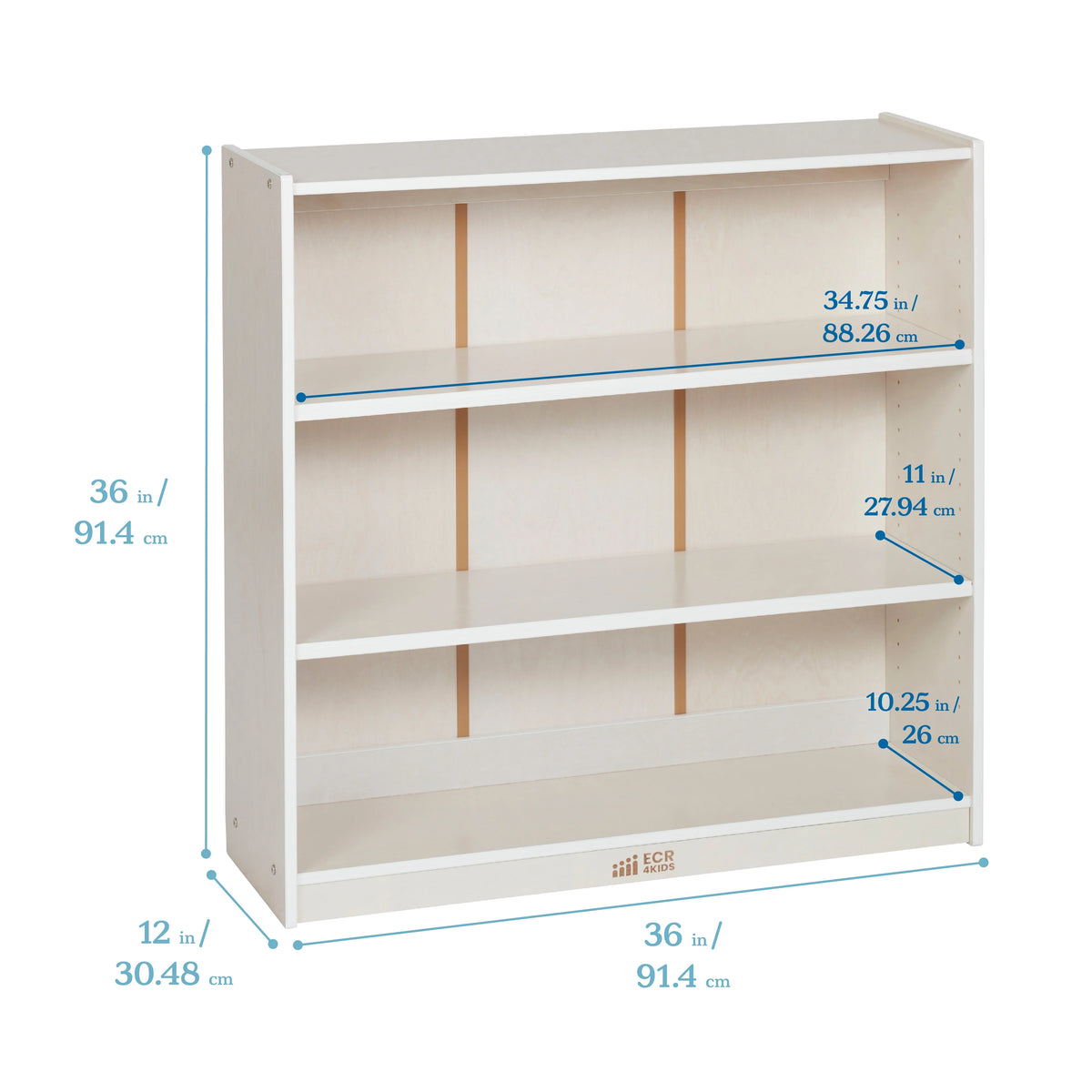 ECR4Kids Classic Bookcase, 36in, Grey Wash
