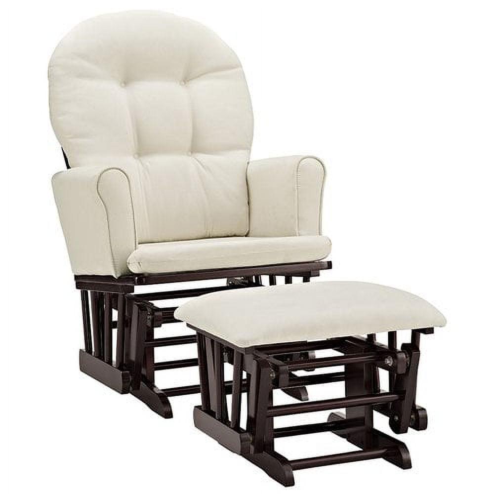 Angel Line Brookside Glider and Ottoman. White with Gray Cushions