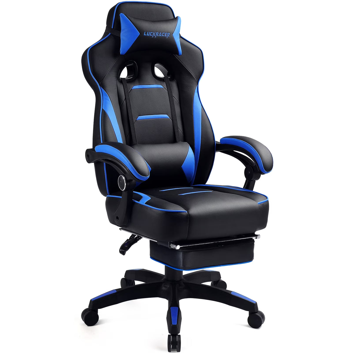 GTPLAYER Gaming Chair with Footrest, Big and Tall Game Chair 350lb Racing Style Computer Chair, Ergonomic Executive Office Chair High Back with Lumbar Support and Recliner, Black