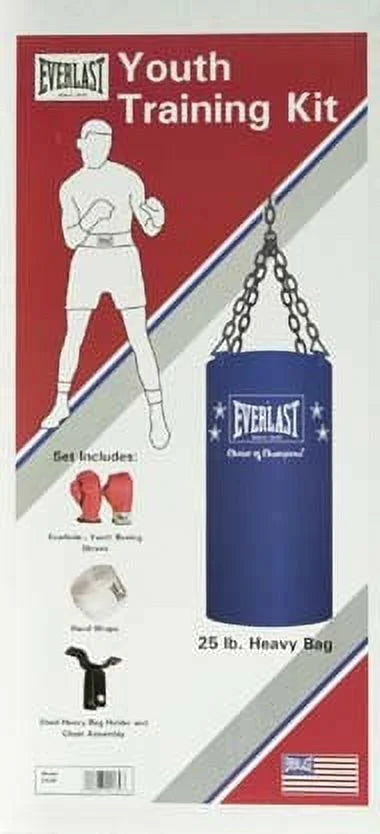Everlast Youth Heavy Bag Starter Kit, 25lb – with Gloves, Wraps & Hanger