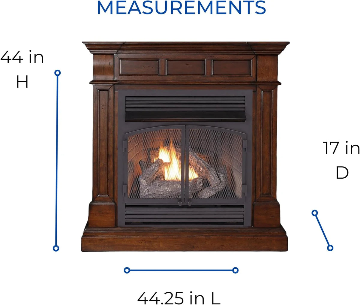 Duluth Forge Dual Fuel Ventless Gas Fireplace With Mantel - 32,000 BTU, T-Stat. Control, Auburn Cherry Finish - Model# DFS-400T-2AC