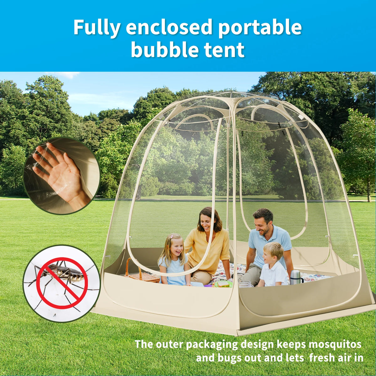 TABU Pop Up Bubble Tent, Sports Tent for 6-7 People, Portable Weatherproof Clear Tent, 10 x 10 ft