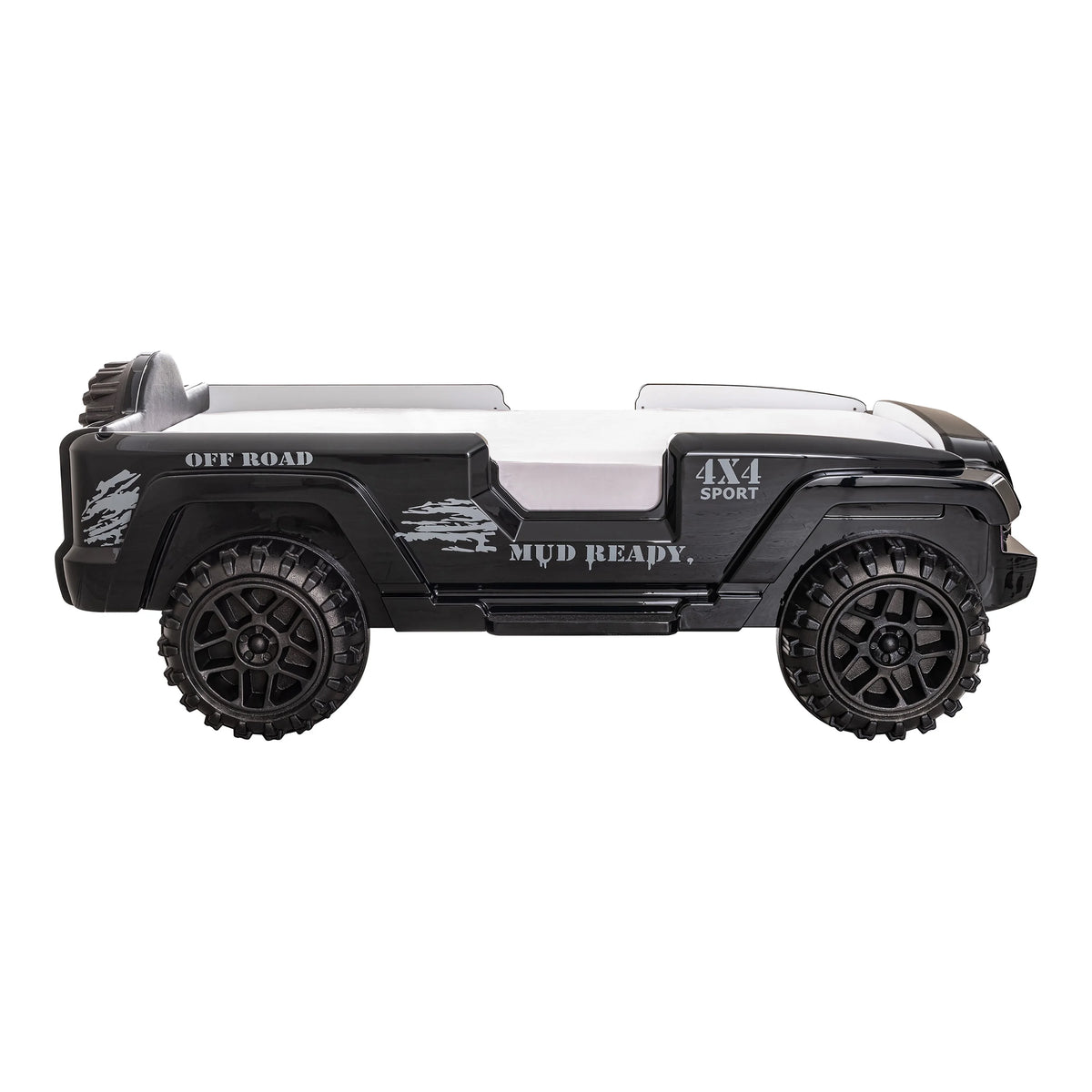 Furniture of America Terra Kids Plastic Twin SUV Bed with LED and Sound, Black