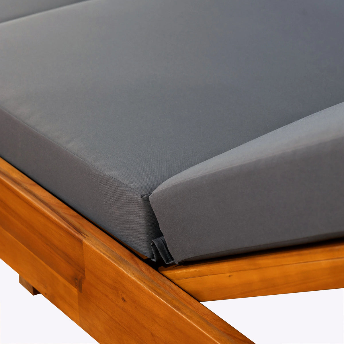 Patio Seating LOUNGE CHAISE SET, ACACIA WOOD WITH WATER-RESISTANT LOUNGE CUSHIONS (CREAM & 4 INCH THICK) - MATCHING DARK GREY VERSION AVAILABLE,Outdoor Seating