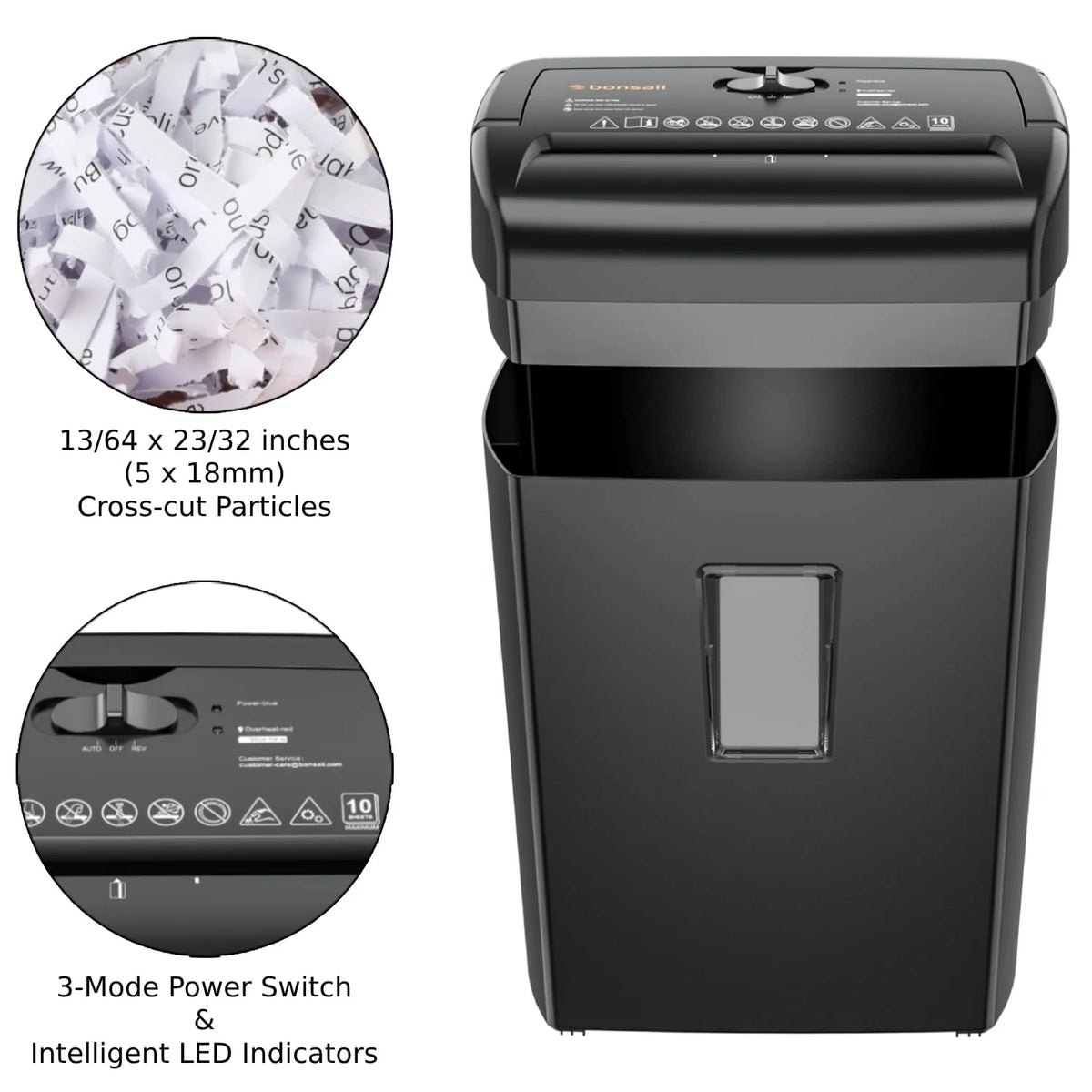 Paper Shredder 10-Sheet Cross Cut Shredder with 5.3 Gallons Wastebasket