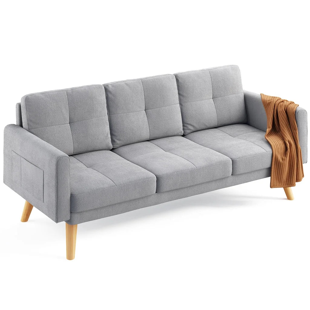 Aiho 82" L Modern Sofa, L-shaped Sofa with 3 Comfortable Pillows for Living Room, Apartment, Studio, Office - Dark Grey
