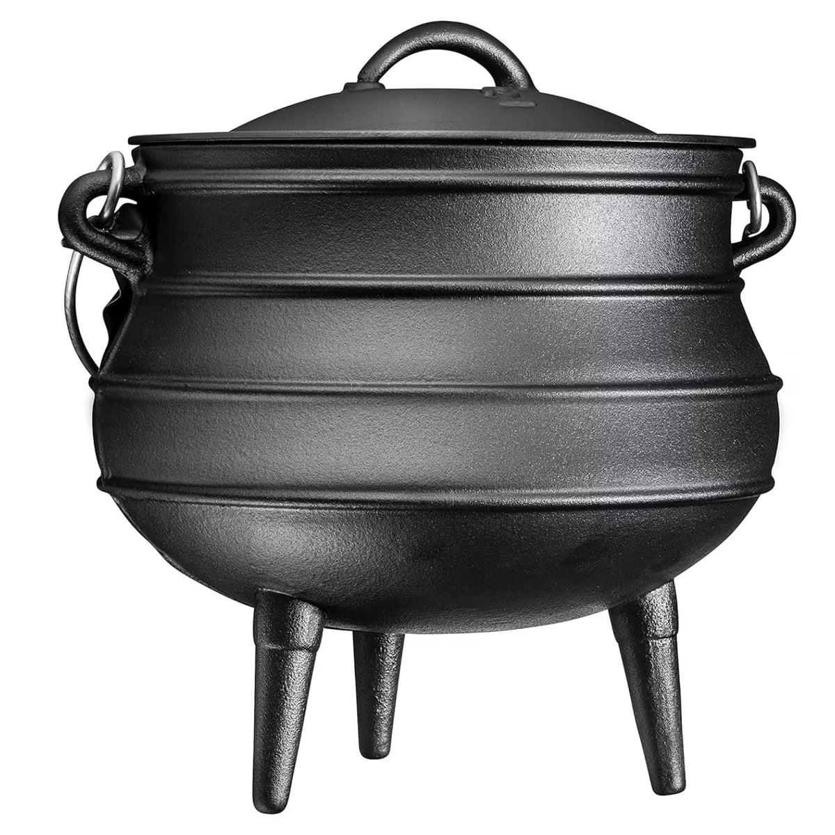 Bruntmor Pre-Seasoned Cast Iron Cauldron - Bruntmor African Potjie Pot with Lid - 3 Legs for Even Heat Distribution - Camping Dutch Oven Cookware for Over-the-Fire Cooking - 10 Quarts, X-Large