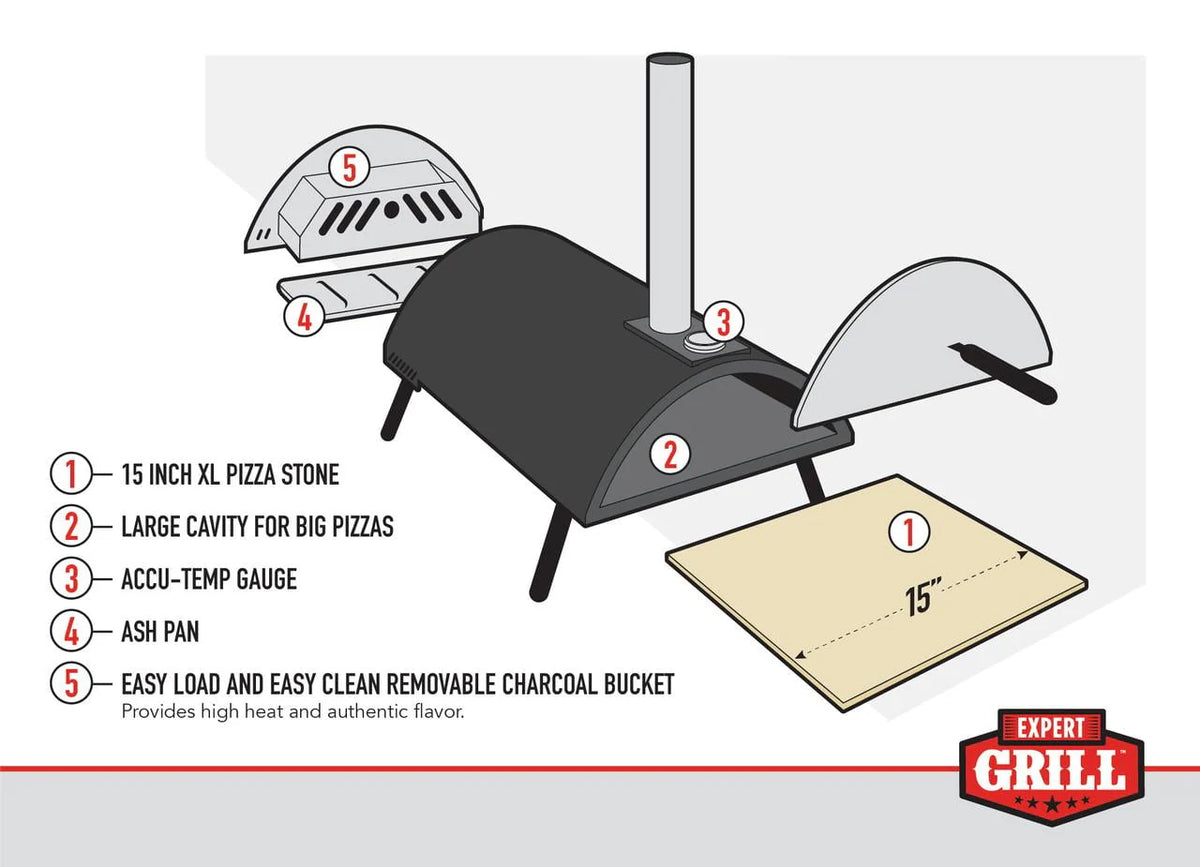 Expert Grill 15" Charcoal Pizza Oven, Black