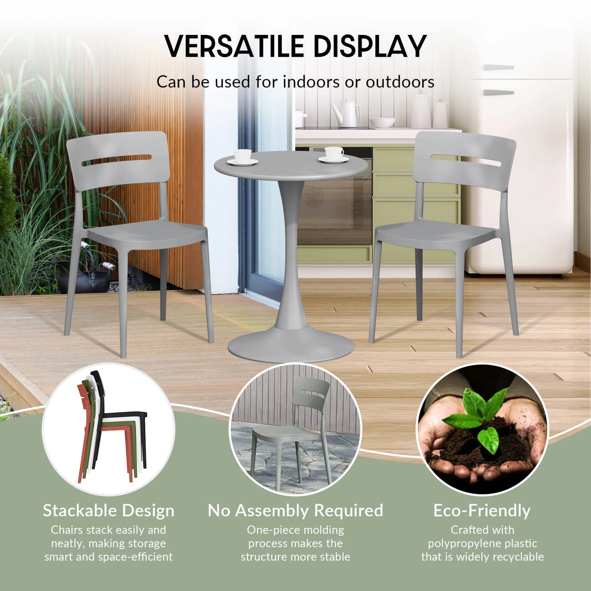 WestinTrends Playa 3-Piece Outdoor Resin Patio Bistro Set with Stackable Patio Dining Chairs, Black