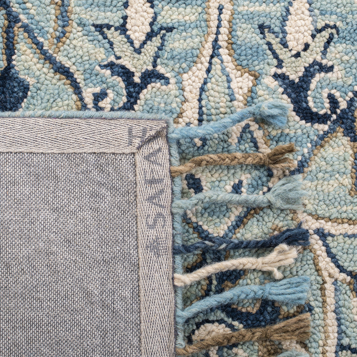 SAFAVIEH Blossom Frona Floral Wool Runner Rug, Blue/Ivory, 2'3" x 14'